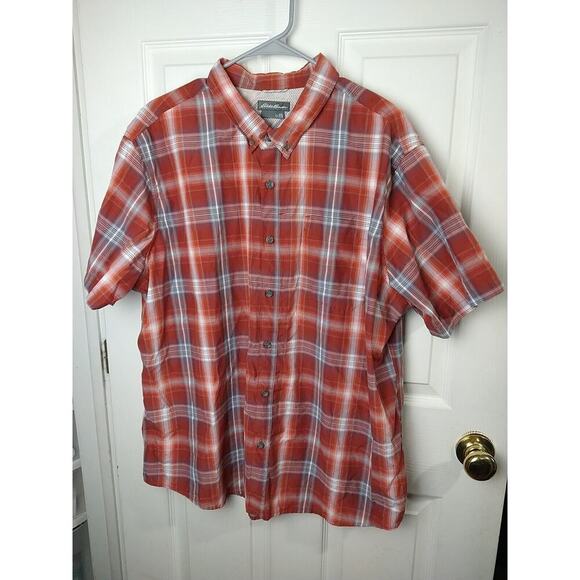 Eddie Bauer Men's Shirt 2XL Collared Button Front Short Sleeve Plaid Pocket... - Picture 1 of 8
